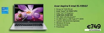 Promotions Acer aspire 5 intel i5-1135g7 - Acer - Valide de 09/05/2022 à 31/05/2022 chez Compudeals