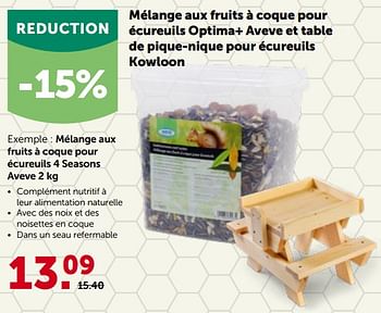 Promotions Mélange aux fruits à coque pour écureuils 4 seasons aveve - Produit maison - Aveve - Valide de 16/05/2022 à 28/05/2022 chez Aveve