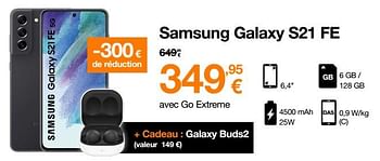 Promotions Samsung galaxy s21 fe - Samsung - Valide de 09/05/2022 à 22/05/2022 chez Orange