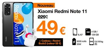 Promotions Xiaomi redmi note 11 - Xiaomi - Valide de 09/05/2022 à 22/05/2022 chez Orange