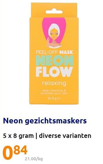 Promoties Neon gezichtsmaskers - Neon - Geldig van 11/05/2022 tot 17/05/2022 bij Action