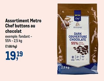 Promotions Metro chef buttons au chocolat - Produit maison - Makro - Valide de 18/05/2022 à 31/05/2022 chez Makro