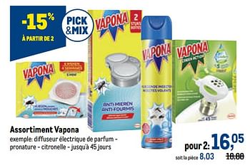 Promotions Vapona diffuseur électrique de parfum - pronature - citronelle - Vapona - Valide de 18/05/2022 à 31/05/2022 chez Makro