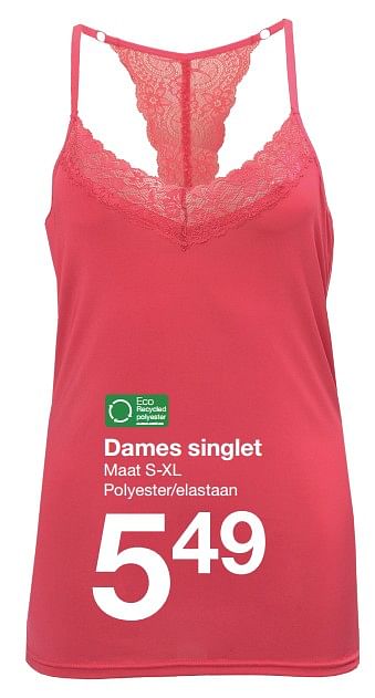 Promoties Dames singlet - Huismerk - Zeeman  - Geldig van 14/05/2022 tot 20/05/2022 bij Zeeman