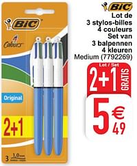 Lot de 3 stylos-billes 4 couleurs set van 3 balpennen 4 kleuren-BIC