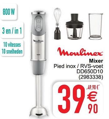 Promoties Moulinex mixer pied inox - rvs-voet dd650d10 - Moulinex - Geldig van 17/05/2022 tot 30/05/2022 bij Cora