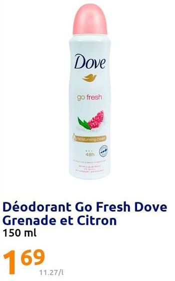 Promotions Déodorant go fresh dove grenade et citron - Dove - Valide de 11/05/2022 à 11/05/2022 chez Action