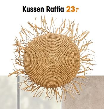 Promoties Kussen raffia - Huismerk - Kwantum - Geldig van 13/05/2022 tot 31/10/2022 bij Kwantum