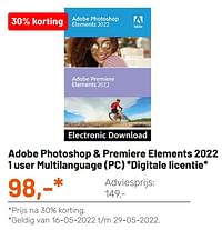 Adobe photoshop + premiere elements 2022 1 user multilanguage (pc) digitale licentie-Adobe