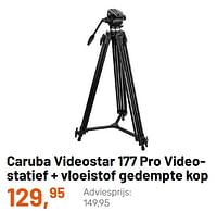 Caruba videostar 177 pro video- statief + vloeistof gedempte kop-Caruba