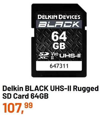 Promoties Delkin black uhs-ii rugged sd card 64gb - Geldig van 11/05/2022 tot 12/06/2022 bij Kamera Express