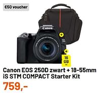 Canon eos 250d zwart + 18-55mm is stm compact starter kit-Canon