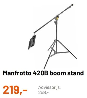 Promoties Manfrotto 420b boom stand - Manfrotto - Geldig van 11/05/2022 tot 12/06/2022 bij Kamera Express