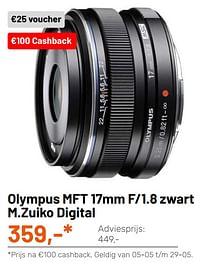 Olympus mft 17mm f-1.8 zwart m.zuiko digital-Olympus