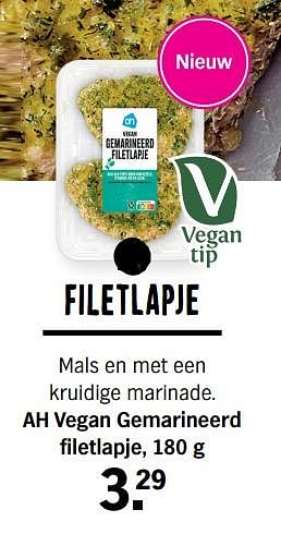 Promoties Ah vegan gemarineerd filetlapje - Huismerk - Albert Heijn - Geldig van 15/05/2022 tot 22/05/2022 bij Albert Heijn