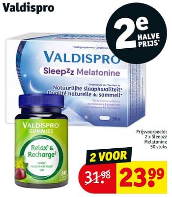 Promoties Sleepzz melatonine - Valdispro - Geldig van 17/05/2022 tot 22/05/2022 bij Kruidvat