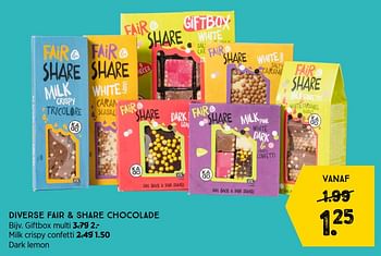Promoties Diverse fair + share chocolade dark lemon - Huismerk - Xenos - Geldig van 16/05/2022 tot 29/05/2022 bij Xenos