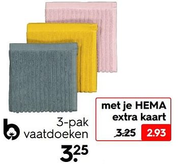 Promoties 3-pak vaatdoeken - Huismerk - Hema - Geldig van 16/05/2022 tot 22/05/2022 bij Hema