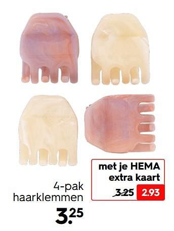 Promoties 4-pak haarklemmen - Huismerk - Hema - Geldig van 16/05/2022 tot 22/05/2022 bij Hema