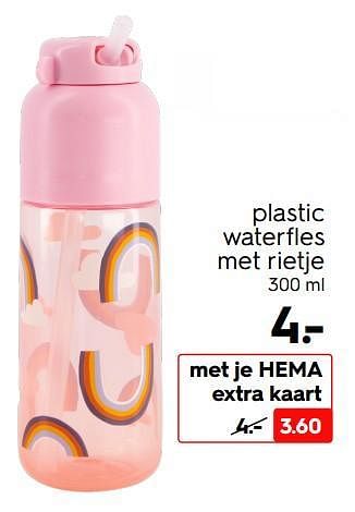 Promotions Plastic waterfles met rietje - Produit maison - Hema - Valide de 16/05/2022 à 22/05/2022 chez Hema