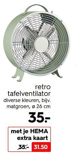 Promoties Retro tafelventilator - Huismerk - Hema - Geldig van 16/05/2022 tot 22/05/2022 bij Hema
