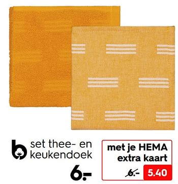 Promoties Set thee- en keukendoek - Huismerk - Hema - Geldig van 16/05/2022 tot 22/05/2022 bij Hema