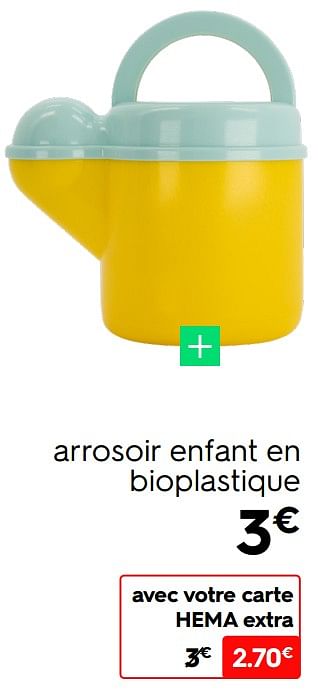Promotions Arrosoir enfant en bioplastique - Produit maison - Hema - Valide de 16/05/2022 à 22/05/2022 chez Hema