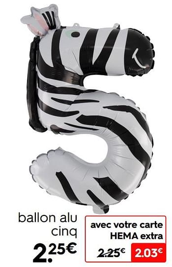 Promotions Ballon alu cinq - Produit maison - Hema - Valide de 16/05/2022 à 22/05/2022 chez Hema