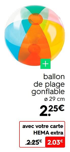 Promotions Ballon de plage gonflable - Produit maison - Hema - Valide de 16/05/2022 à 22/05/2022 chez Hema
