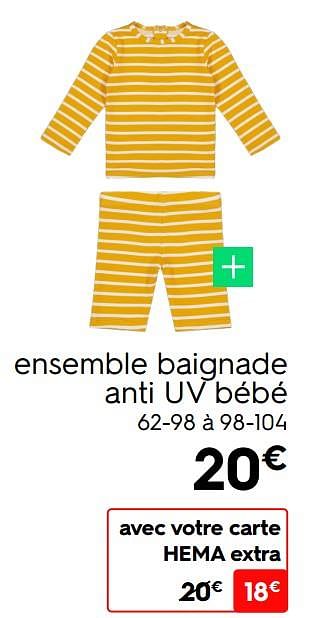 Promotions Ensemble baignade anti uv bébé - Produit maison - Hema - Valide de 16/05/2022 à 22/05/2022 chez Hema