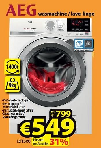 Promoties Aeg wasmachine - lave-linge l6feg49s - AEG - Geldig van 18/05/2022 tot 25/05/2022 bij ElectroStock