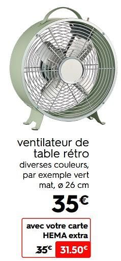 Promotions Ventilateur de table rétro - Produit maison - Hema - Valide de 16/05/2022 à 22/05/2022 chez Hema