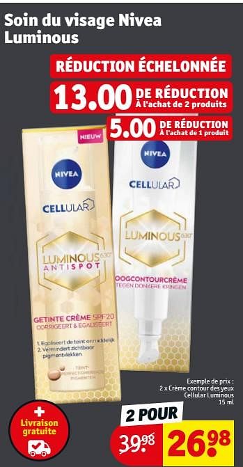 Promotions Crème contour des yeux cellular luminous - Nivea - Valide de 17/05/2022 à 22/05/2022 chez Kruidvat