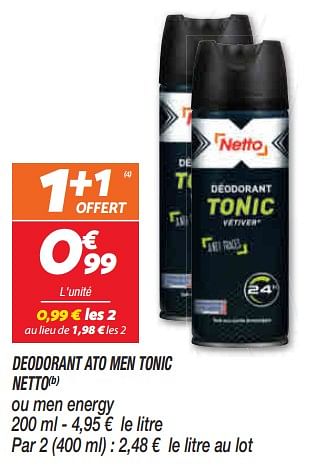 Produit - Deodorant ato men tonic netto - En promotion chez Netto