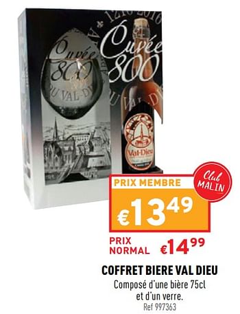 Promotions Coffret biere val dieu - Val Dieu - Valide de 18/05/2022 à 22/05/2022 chez Trafic