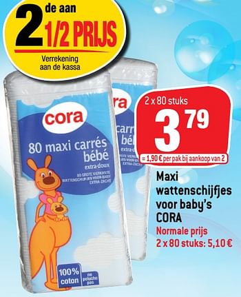 Promotions Maxi wattenschijfjes voor baby’s cora - Produit maison - Match - Valide de 18/05/2022 à 24/05/2022 chez Match