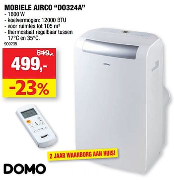 Promoties Domo elektro mobiele airco do324a - Domo elektro - Geldig van 18/05/2022 tot 29/05/2022 bij Hubo