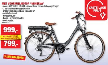 Promoties Elektrische fietsen met voorwielmotor minerva - Minerva - Geldig van 18/05/2022 tot 29/05/2022 bij Hubo