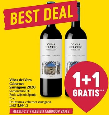 Promoties Viñas del vero cabernet sauvignon 2020 somontano d.o. rode wijn uit spanje - Rode wijnen - Geldig van 19/05/2022 tot 25/05/2022 bij Delhaize