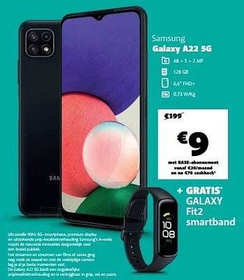 Promoties Samsung galaxy a22 5g - Samsung - Geldig van 16/05/2022 tot 20/06/2022 bij Base