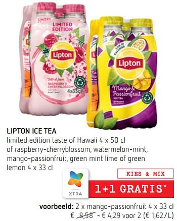 Promotions Lipton ice tea mango-passionfruit - Lipton - Valide de 19/05/2022 à 01/06/2022 chez Spar (Colruytgroup)