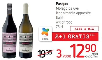 Promotions Pasqua morago da uve leggermente appassite italië wit of rood - Vins rouges - Valide de 19/05/2022 à 01/06/2022 chez Spar (Colruytgroup)