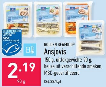 Promoties Ansjovis - Golden Seafood - Geldig van 27/05/2022 tot 03/06/2022 bij Aldi