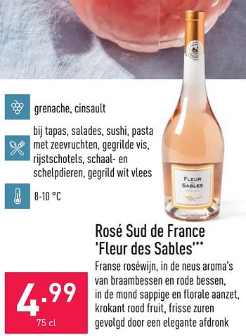 Promotions Rosé sud de france fleur des sables - Vins rosé - Valide de 23/05/2022 à 03/06/2022 chez Aldi