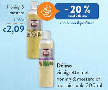Promoties Délino vinaigrette met honing + mosterd - Delino - Geldig van 18/05/2022 tot 31/05/2022 bij OKay