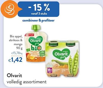 Promoties Olvarit bio appel abrikoos + mango - Olvarit - Geldig van 18/05/2022 tot 31/05/2022 bij OKay