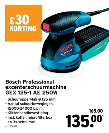 Promoties Bosch professional excenterschuurmachine gex 125-1 ae 250w - Bosch - Geldig van 18/05/2022 tot 28/06/2022 bij Gamma