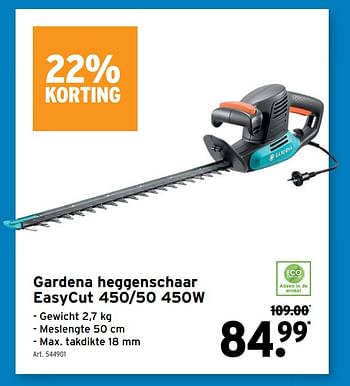 Promoties Gardena heggenschaar easycut 450-50 450w - Gardena - Geldig van 18/05/2022 tot 28/06/2022 bij Gamma