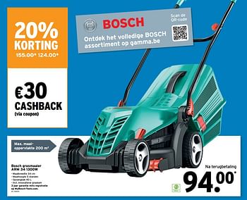 wet protest studie Bosch Bosch grasmaaier arm 34 1300w - Promotie bij Gamma