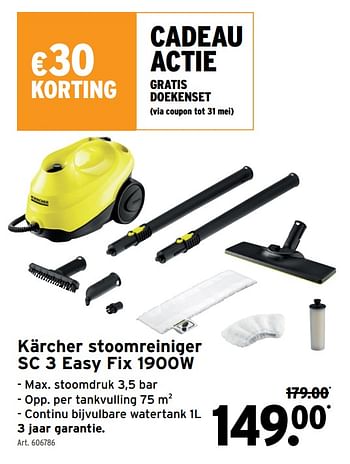 Promoties Kärcher stoomreiniger sc 3 easy fix 1900w - Kärcher - Geldig van 18/05/2022 tot 28/06/2022 bij Gamma